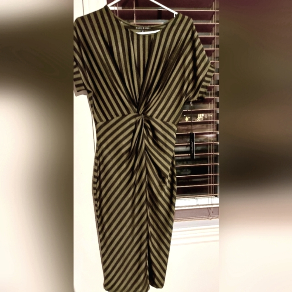 NWT Olive and Black Striped Dress